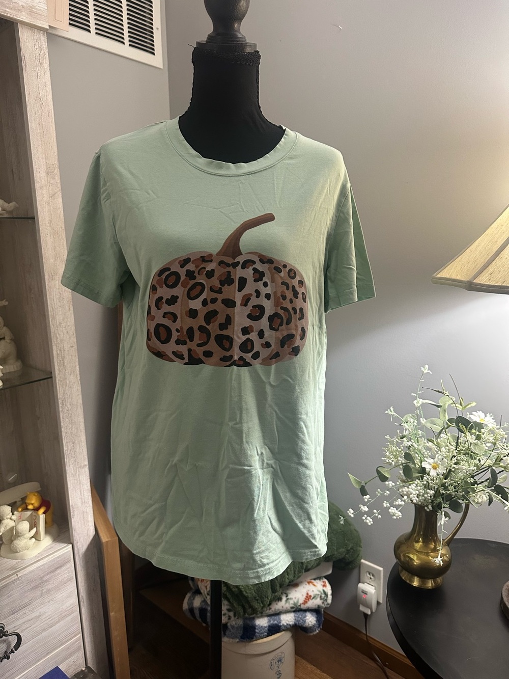 Tickled Teal Mint Green Leopard Pumpkin Tee